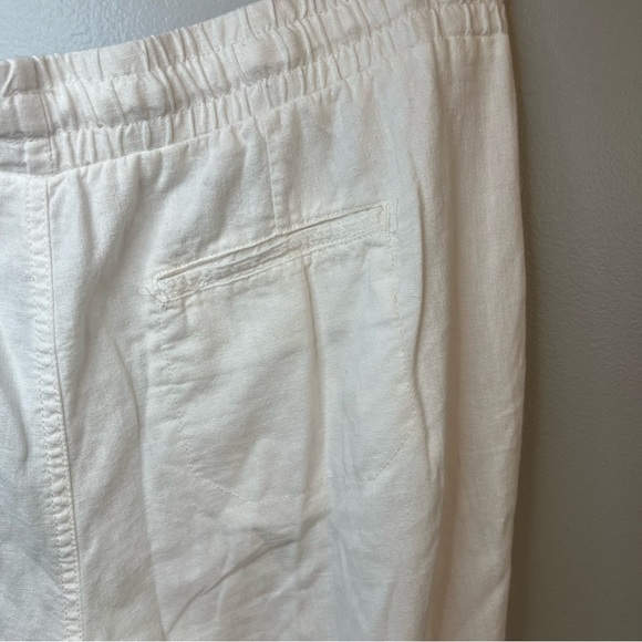 CATO Women's Solid Linen Pants Drawstring Beach White Sz L Pockets Lounge Wear - Picture 9 of 12